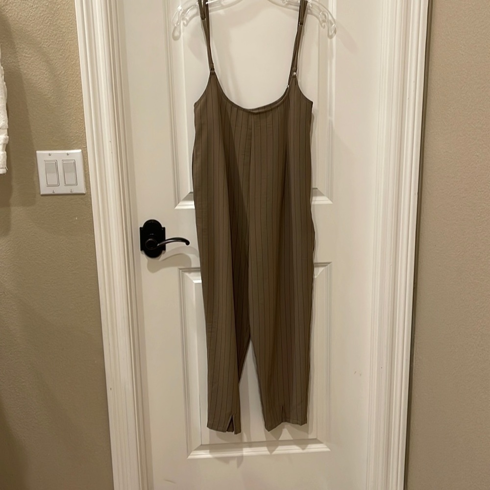 Olive green with black stripes jumpsuit